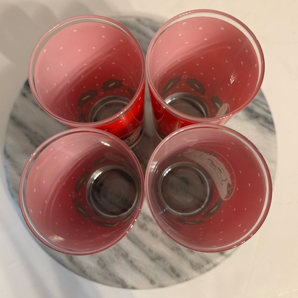 Vintage Libbey Crystal Santa Claus Holly Polka Dot Drinking Glasses Set 4 In Box - Picture 9 of 10